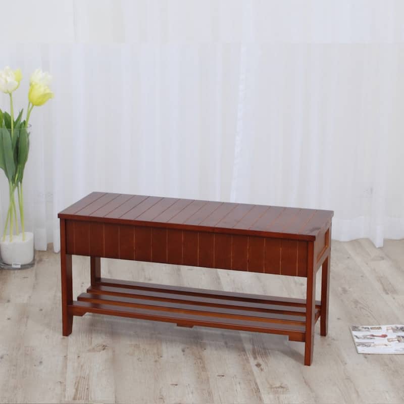 Solid Wood Shoe Bench with Storage