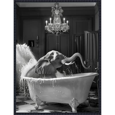 Big Elephant Splash by Niky Rahner Framed Canvas Wall Art