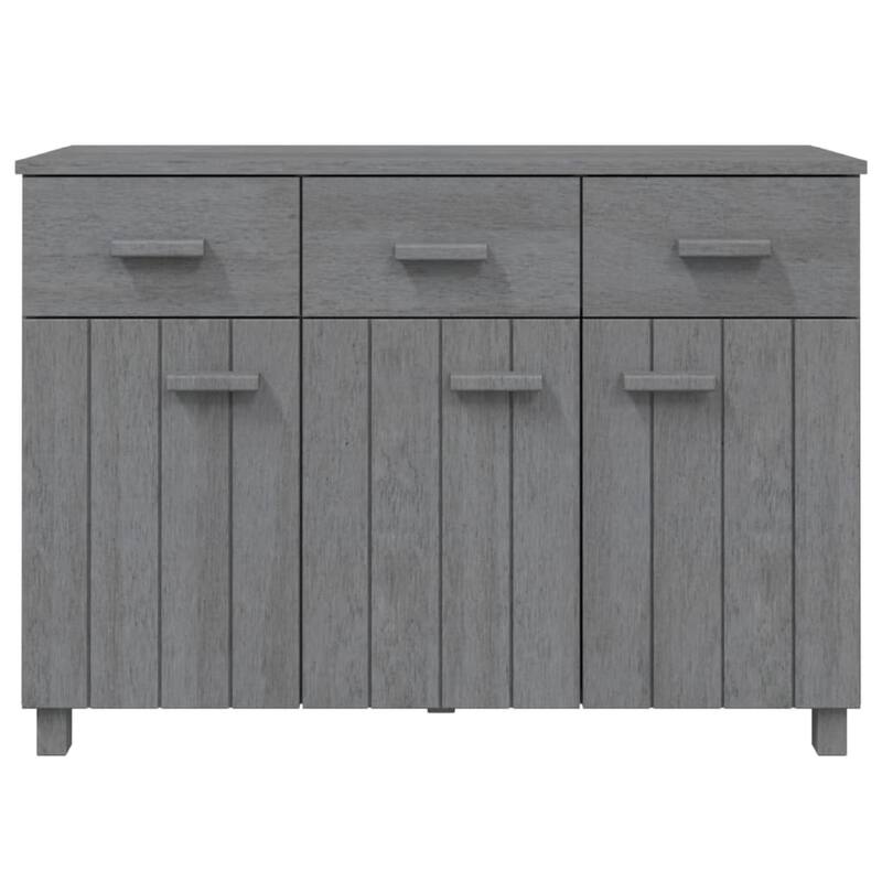 Sideboard, 3 Drawers, 3 Cabinets, Dark Gray Solid Pine Wood, 45 Inch