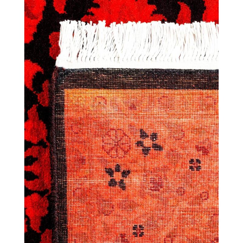 Overton Hand Knotted Wool Vintage Inspired Modern Contemporary Overdyed Orange Area Rug - 3' 2" x 5' 4"
