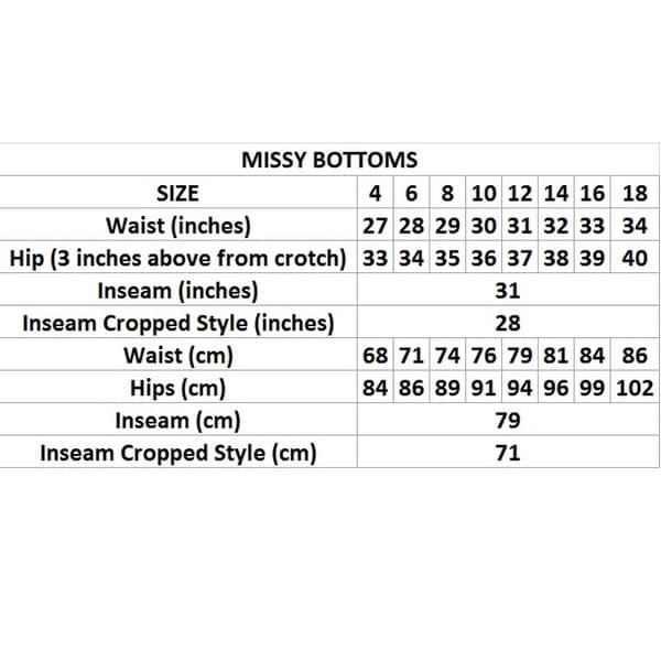 size 6 jeans waist inches