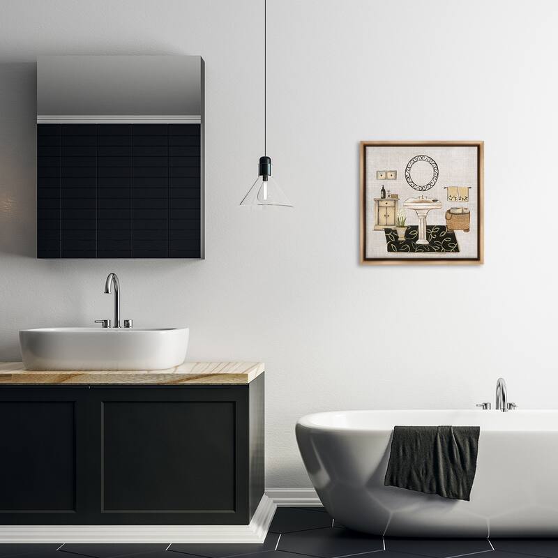 Stupell Vintage Luxurious Bathroom Framed Floater Canvas Wall Art Design By Janet Tava
