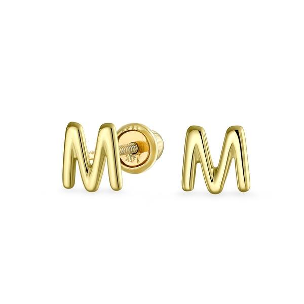 Shop A Z Geometric Alphabet Letter Initial Stud Earrings Real 14k Gold On Sale Overstock 31690816