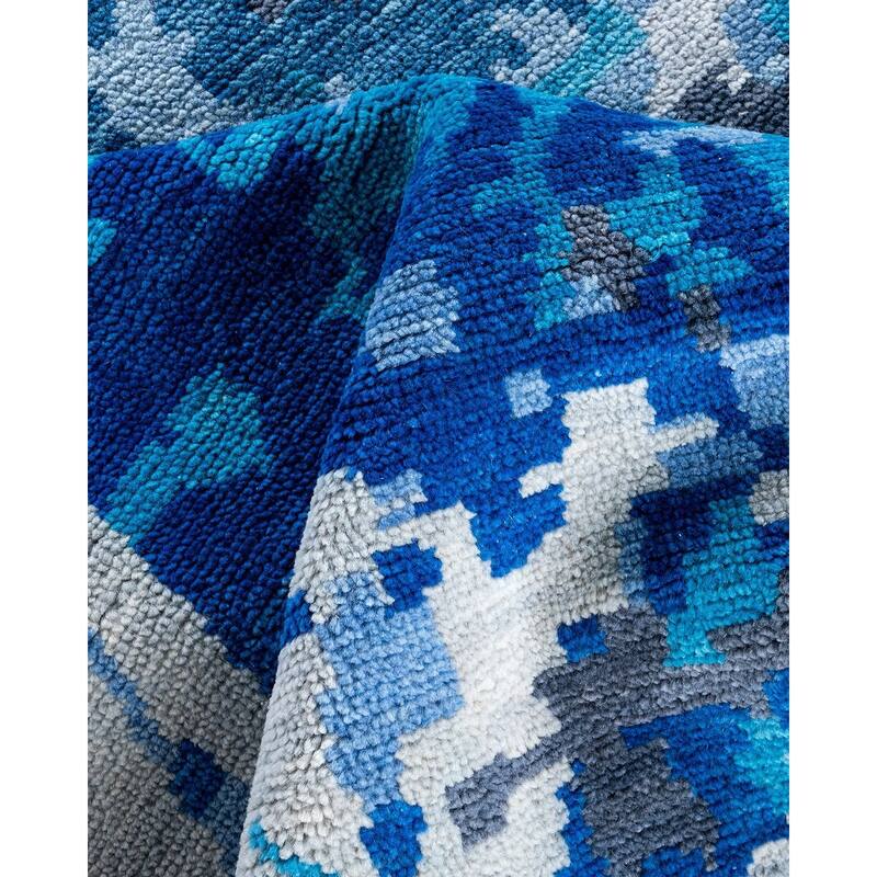 Modern One-of-a-Kind Handmade Area Rug - Blue, 7' 10" x 10' 2" - 7' 10" x 10' 2"