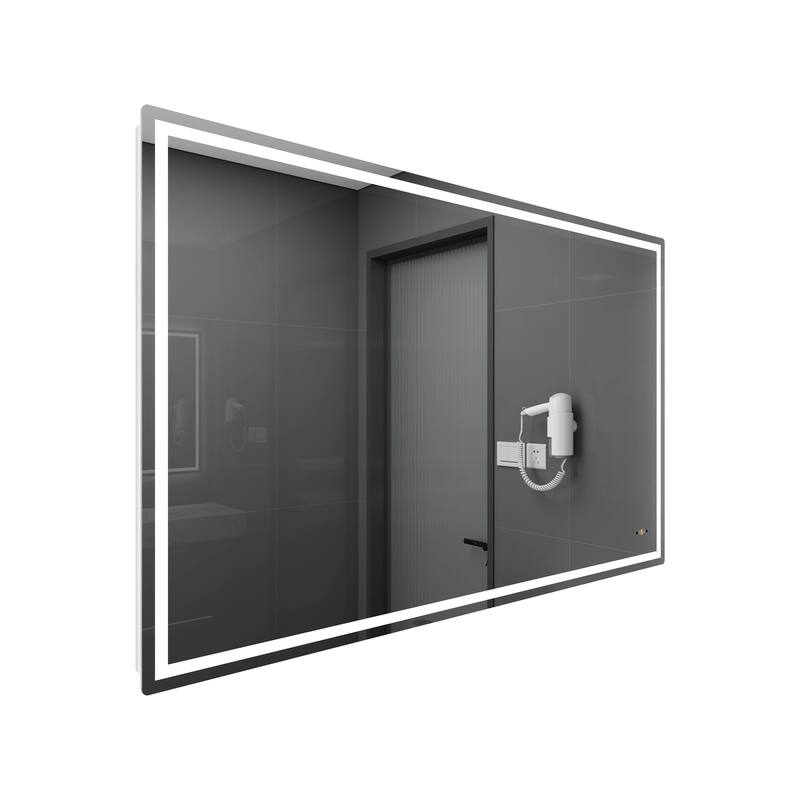 CB HOME Gesture Control Smart LED Mirror Bathroom, Lighted Wall Mounted Mirror, Dimmable, Frameless,Three Color,Front&BackLit