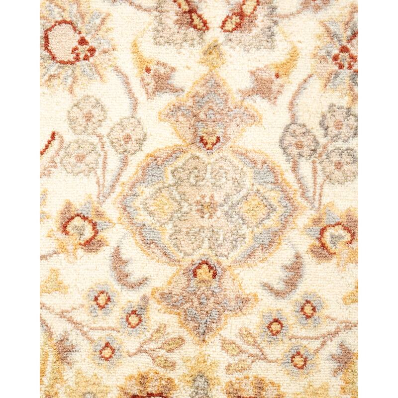 Overton Hand Knotted Wool Traditional Oriental Ivory Area Rug - 5' x 8'