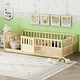 preview thumbnail 2 of 8, Natural Wood Twin Size Pine Wood Floor Bed, Integral Construction with Super High Security Barrier, Door