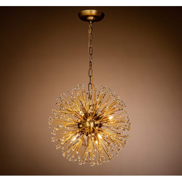 slide 9 of 8, Modern 6-Light Glowworm Firefly Sputnik Crystal Globe Chandelier In Antique Gold Antique Gold