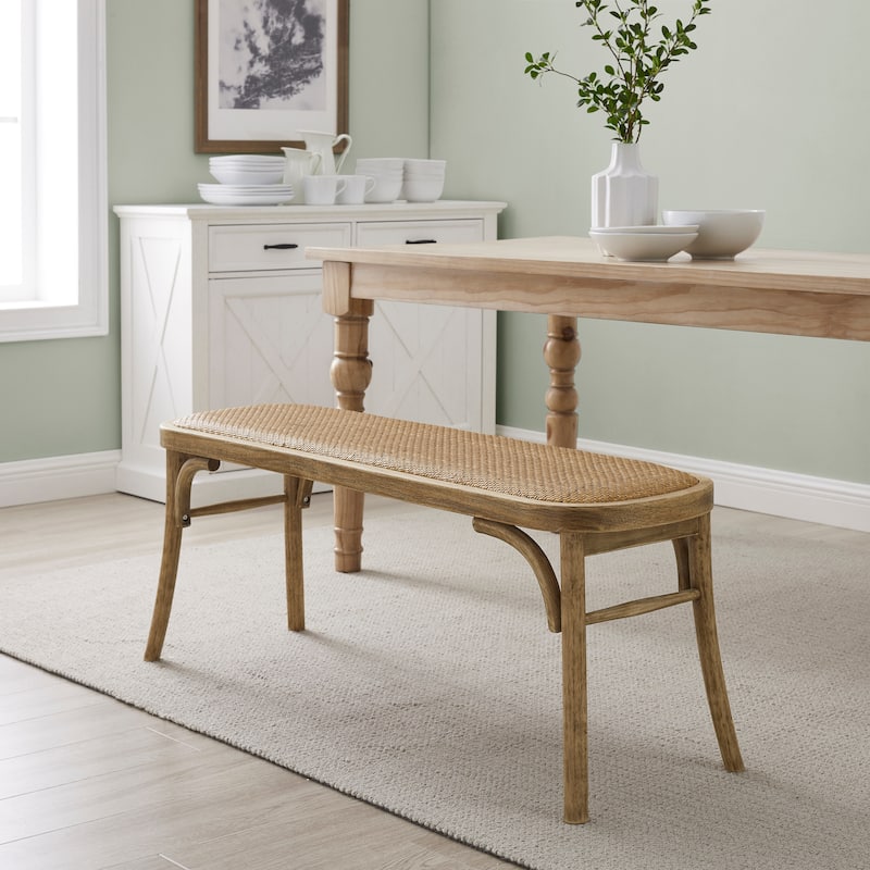 Bernsley Bentwood Rattan Dining Bench - Brown