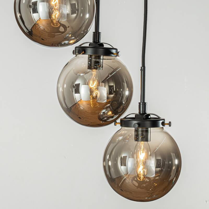 CraftHome 5-Lights Modern Staircase Globe Bubble Glass Linear Chandelier