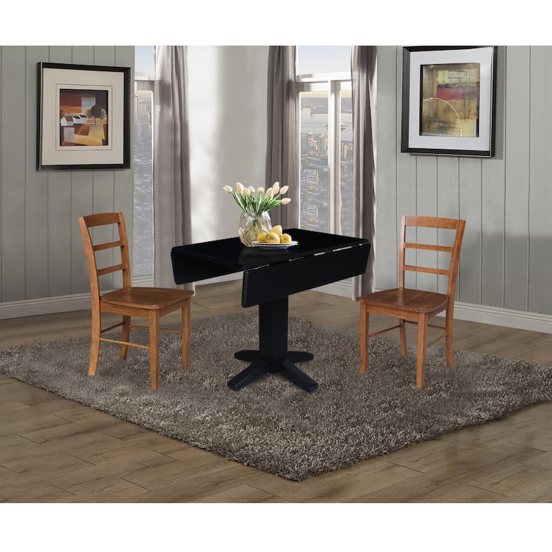36" Solid Wood Square Dual Drop Leaf Dining Table with Dining Chairs