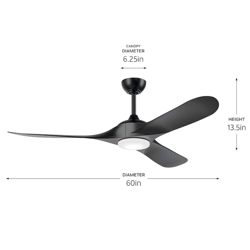 Kichler Lighting Mylo 60 Inch WeatherPlus Ceiling Fan with Satin Etch Cased Opal Glass