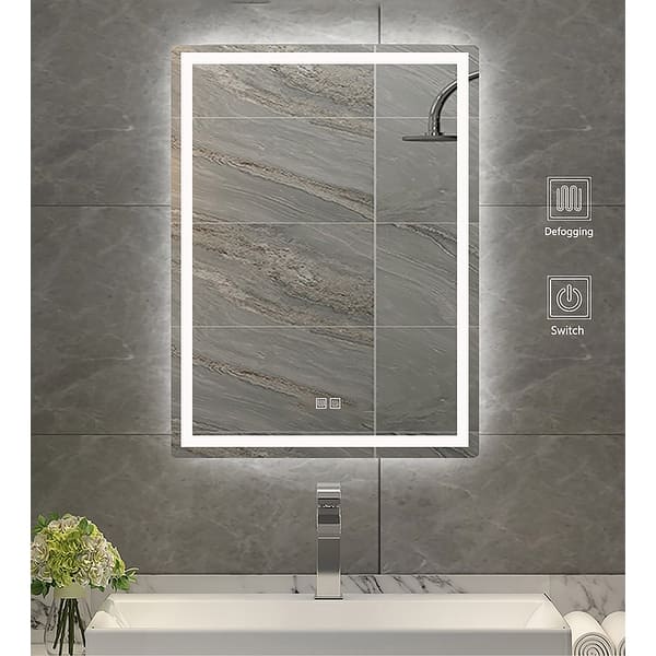 Saint Birch Lance Frameless Led Lighted Bathroom Vanity Mirror 24 Inches X 30 Inches Overstock 32123998