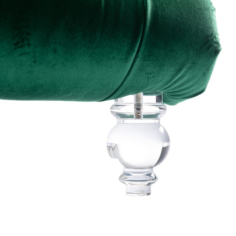 Emerald Modern 63.98" Upholstered Buttons Tufted Chaise Lounge Chair with Pillow and Acrylic Legs