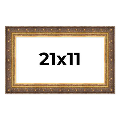 21x11 Frame Vintage Gold Solid Wood Picture Frame | 2.5 Inch Moulding