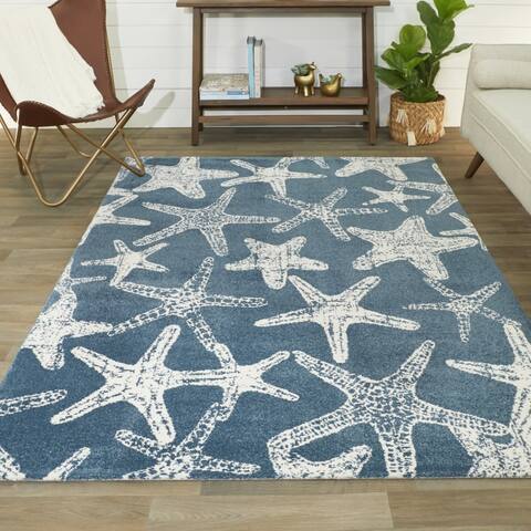 Leyton Nautical Solid Starfish Coastal Area Rug