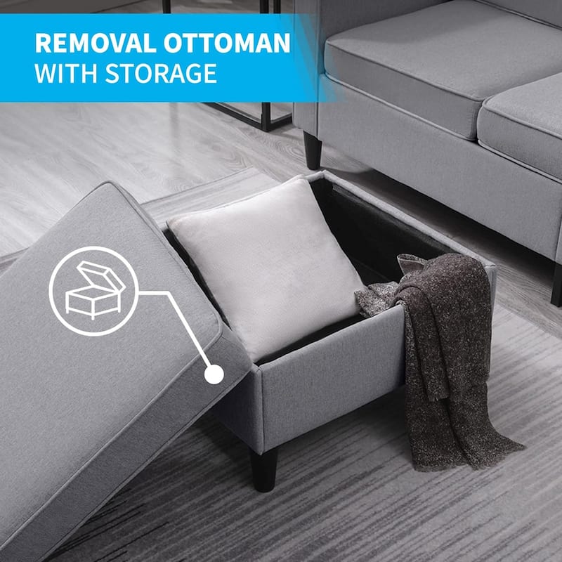 Mixoy Convertible Living Room Furniture Set-Single Sofa/Loveseat/3-Seat Sofa with Ottoman for DIY Combination
