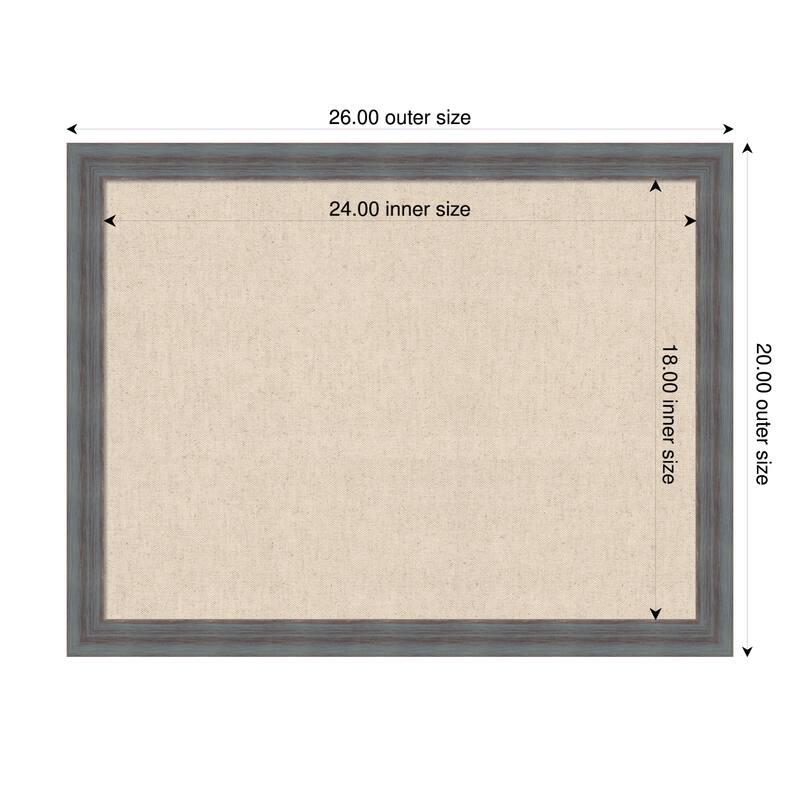 Amanti Art Framed Fabric Pinboard Natural Linen Printed Bulletin Board - Board Size 24 x 18 - Dixie Blue Grey Rustic
