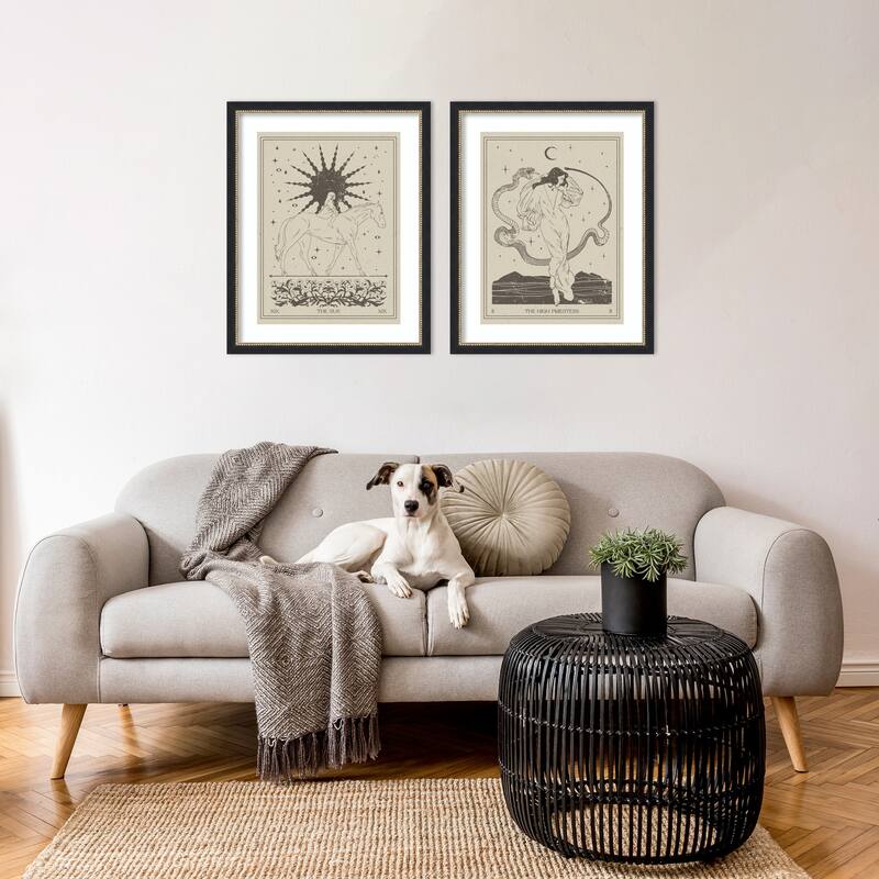 The Sun & High Priestess Tarrot 2 Piece by Nktn Framed Wall Art Prints