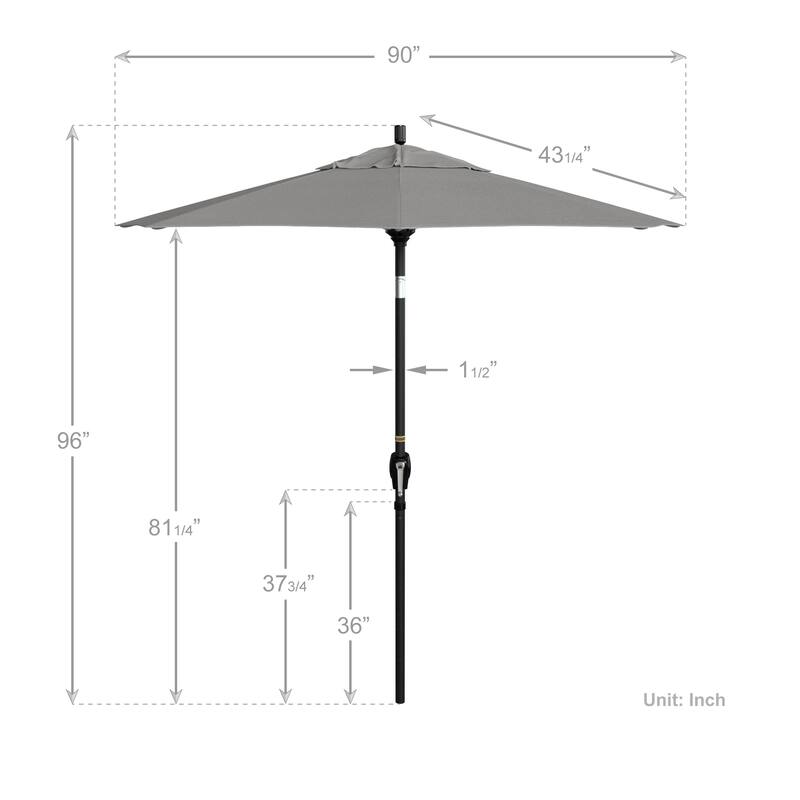 California Umbrella 75' Round Crank Lift Push Button Tilt Black Aluminum Patio Umbrella Sunbrella