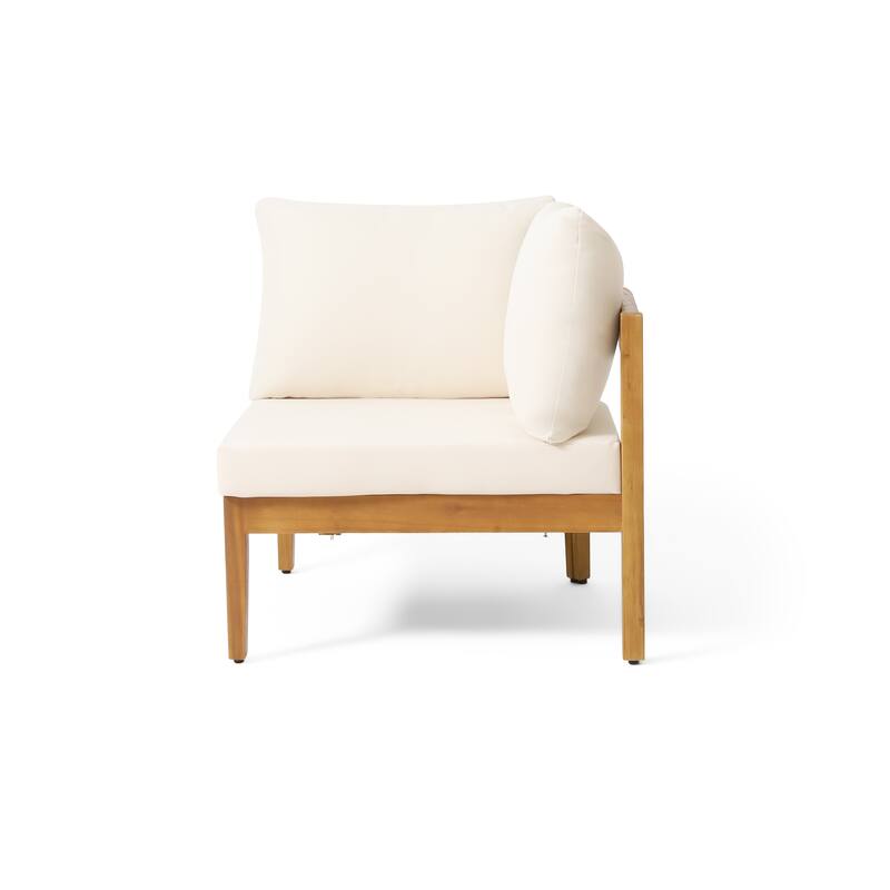 Christopher Knight Home - Valcour Acacia Wood Rounded Tuxedo Outdoor 6 Piece Sofa Set with Water-Resistant Cushions