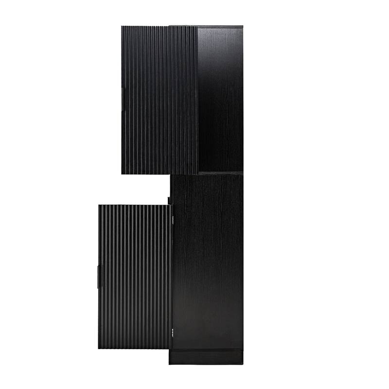 Roomfitters 72" Tall Fluted Kitchen Pantry Cabinet with 4 Pull-Out Drawers & 6 Door Spice Racks