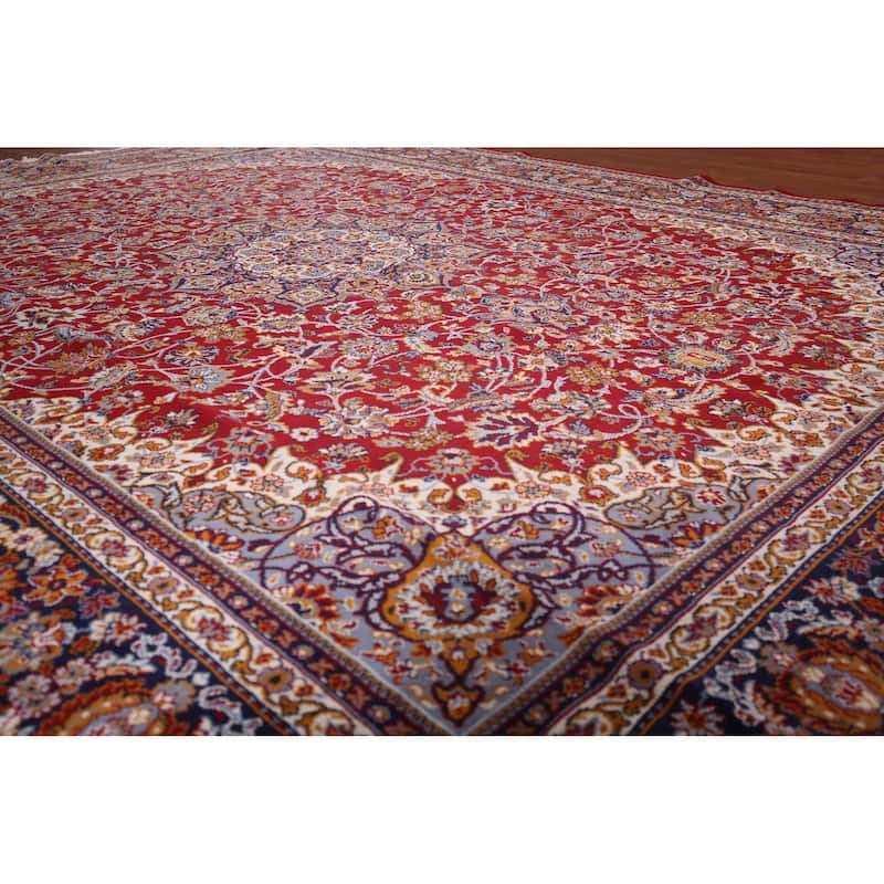 Traditional Red Kashan Turkish Rug Medallion Machine-Made Carpet - 9'8" x 12'6"