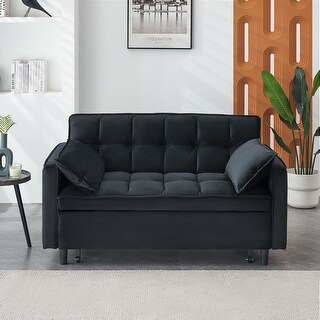 3 in 1 Convertible Sleeper Sofa Bed Velvet Loveseat Couch Pull out Bed ...