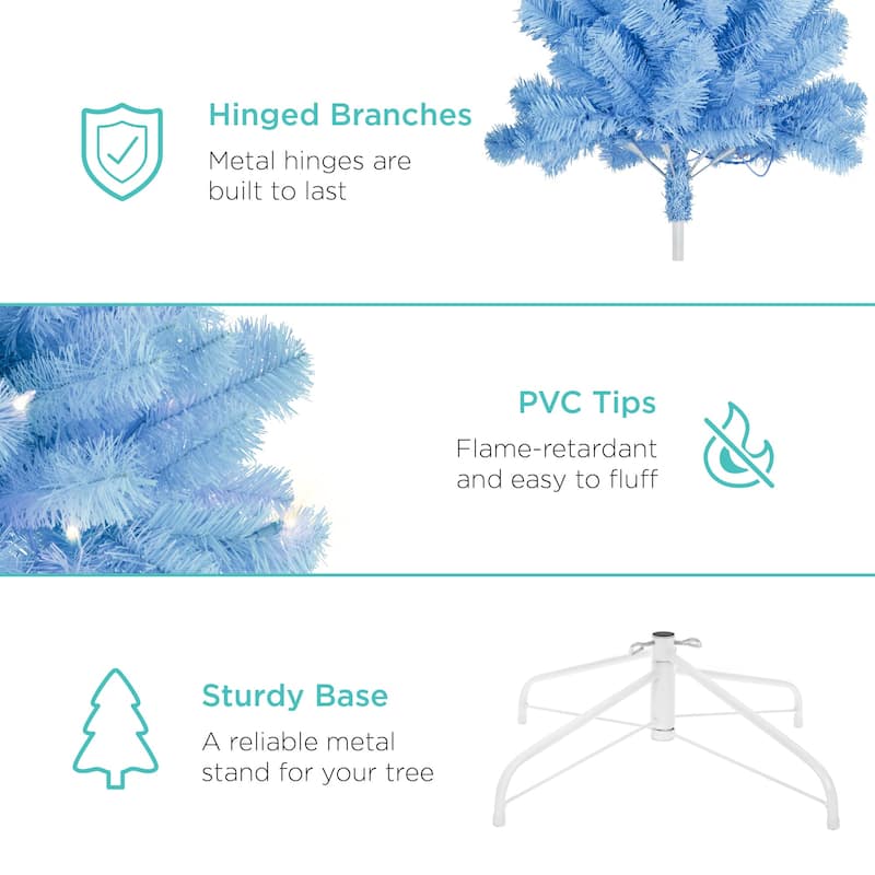 Pre-Lit Artificial Baby Blue Christmas Tree w/ Incandescent Lights
