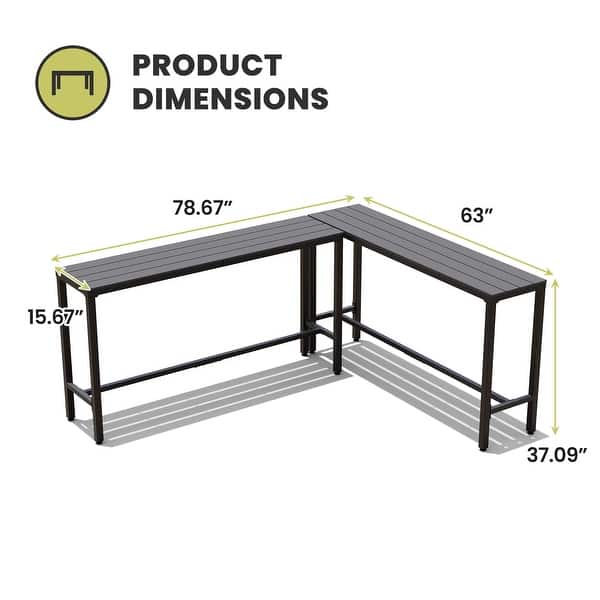 dimension image slide 4 of 14, Crestlive Products Patio Outdoor Rectangle Bar Table Combinable Pub Table