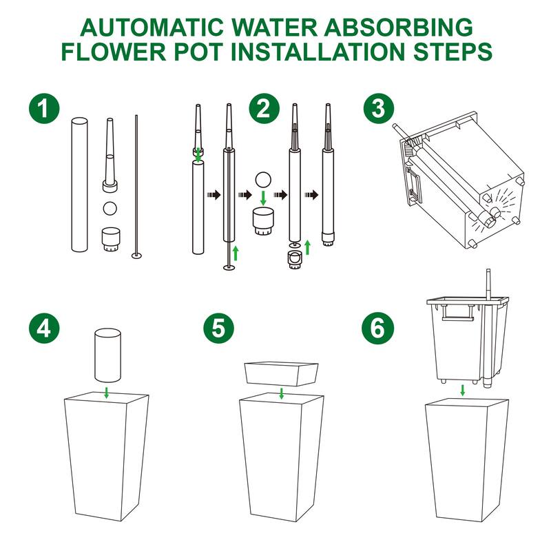 22.5 in Tall Planter Set of 2 Large Rattan Flower Pot with 2 Trays and a Water Level Monitor and Wheels Black