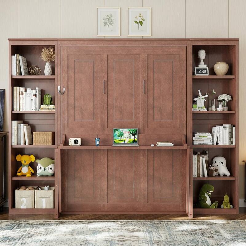 Murphy Bed with Built-In Desk and Bookshelf by Harper&Bright Designs