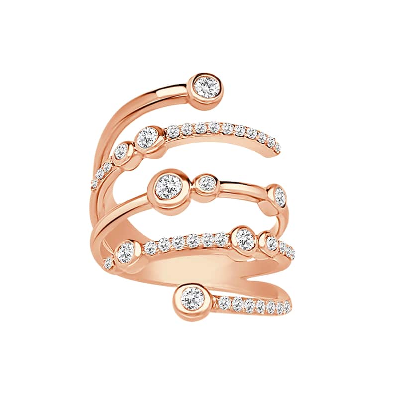 Auriya 14k Gold Lab Grown Round Diamond Bezel and Pavé Spiral Wrap Ring 0.57 ct. tw. (F-G, VS)