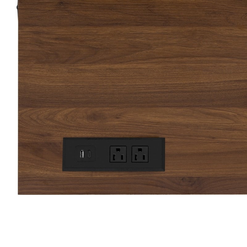 Farmhouse 55.1" Sideboard with Sliding Barn Doors and Storage Drawers, Wood Buffet Table with Power Outlet