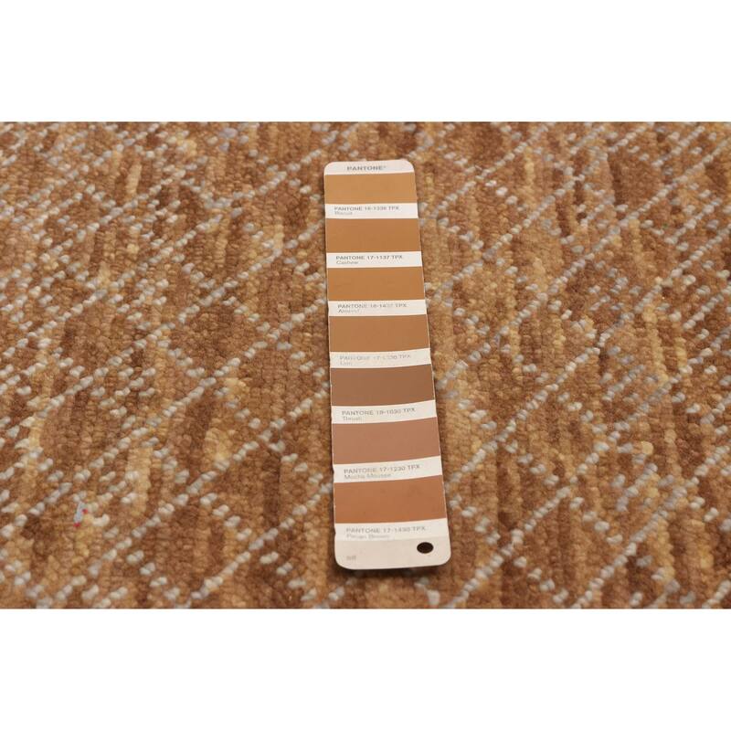 ECARPETGALLERY Hand-knotted Silk Shadow Brown Wool Rug - 9'0 x 12'1