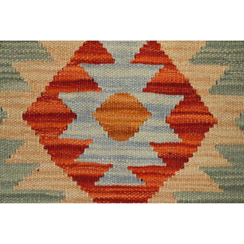 Hand Woven Oriental 100% Wool Carpet Southwestern Tribal Multi-Colored Kilim Area Rug - 11' 3'' X 8' 3''