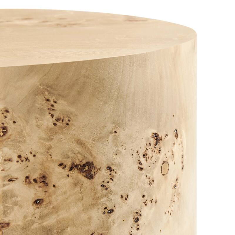 Cosmos 16" Round Burl Wood Side Table - N/A