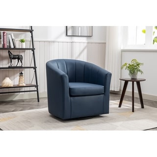 Porthos Home Manon Swivel Faux Leather Barrel Accent Chair with