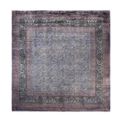 Overdyed One-of-a-Kind Hand-Knotted Area Rug - Gray - 9' 2" x 9' 5"