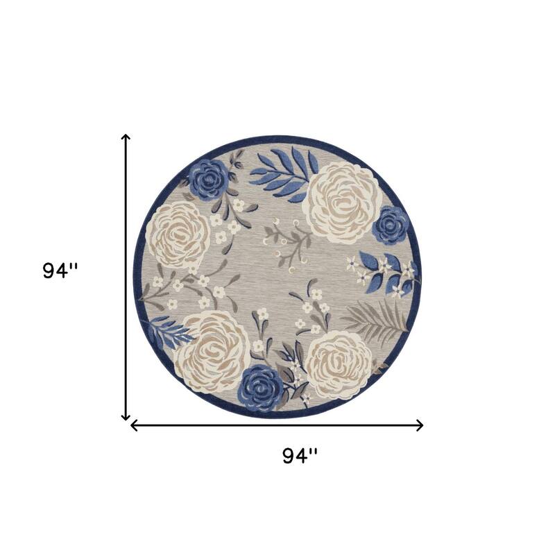 Ktora Garden-Inspired Uv-Resistant Sleek Contemporary Round Outdoor Rug - 8' Round