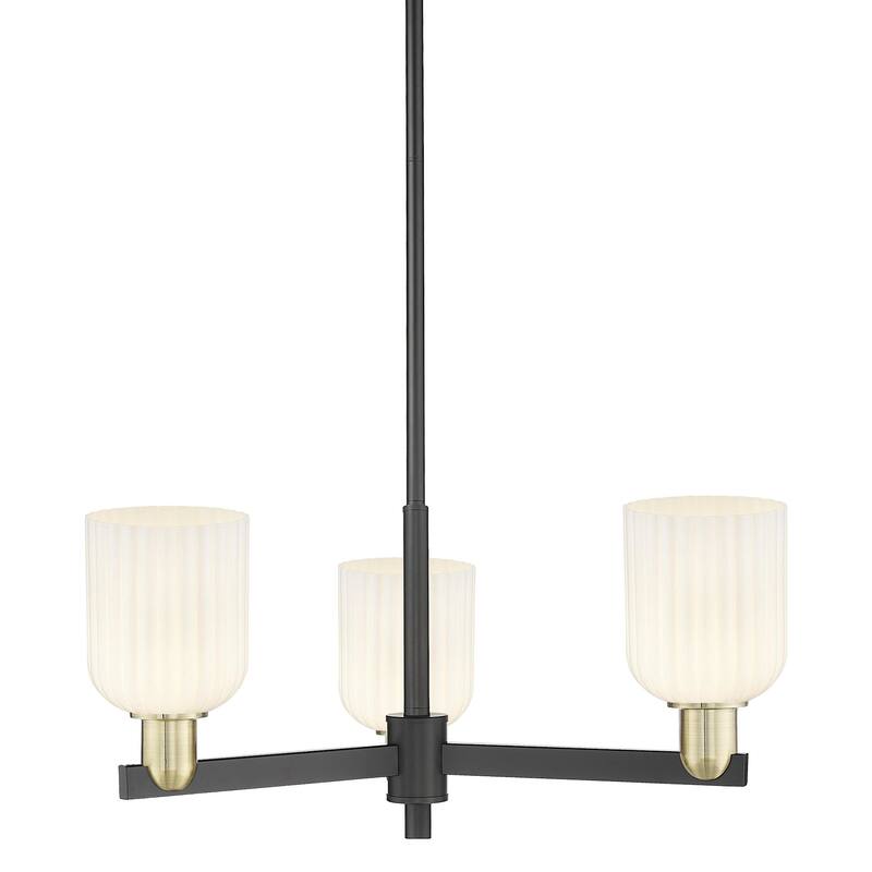 Innovations Lighting 716-3CR-9-18 Bridal Veil Chandelier Bridal Veil 3 - Black Antique Brass / Gloss White