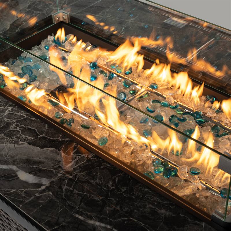 44" Outdoor Fire Pit Table, Propane Fire Table with Ceramic Tabletop Gas Fire Table