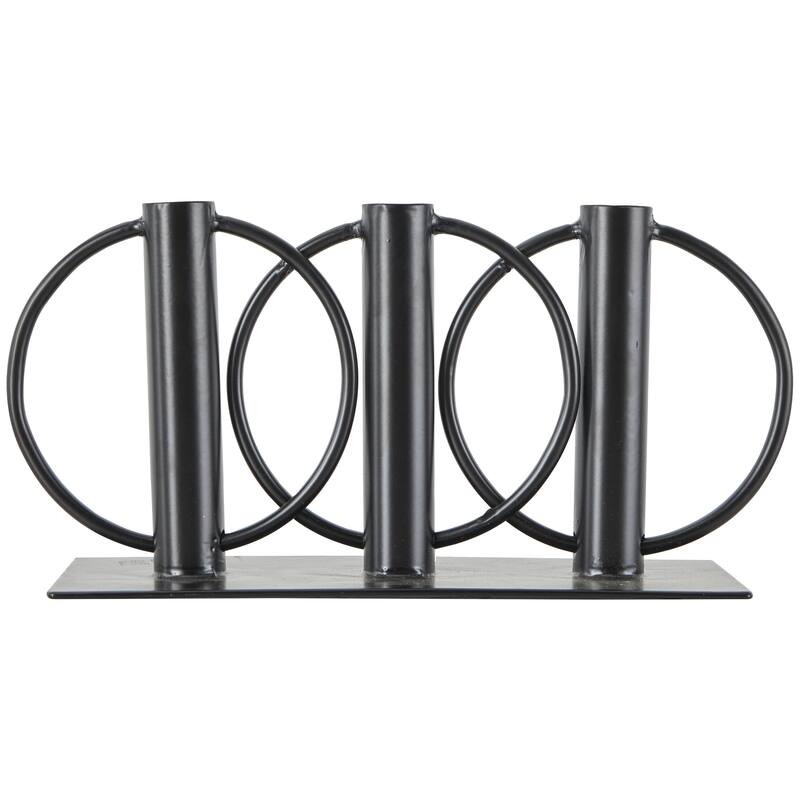 Metal Overlapping Circular Ring Candelabra - Black - Roche River Decor
