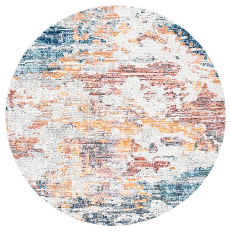 SAFAVIEH Crystal Cindij Modern Abstract Distressed Rug - 6'3" Round - Gold/Rust