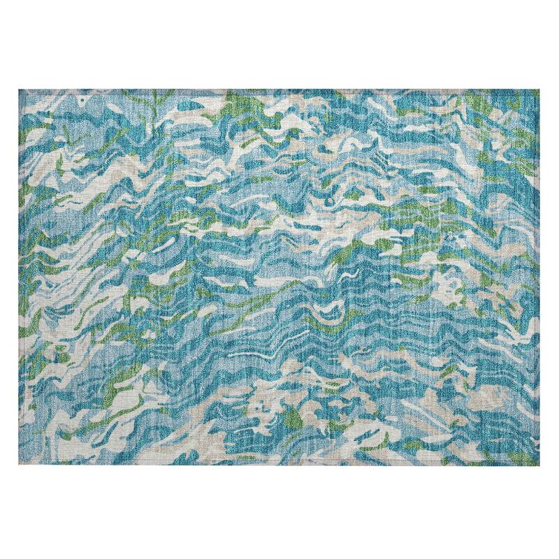 Machine Washable Indoor/ Outdoor Abstract Flow Chantille Rug