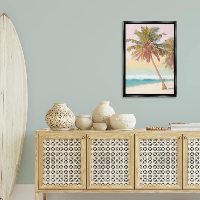 Stupell Pastel Gradient Beach Scene Framed Floater Canvas Wall Art Design By Amber Sterling
