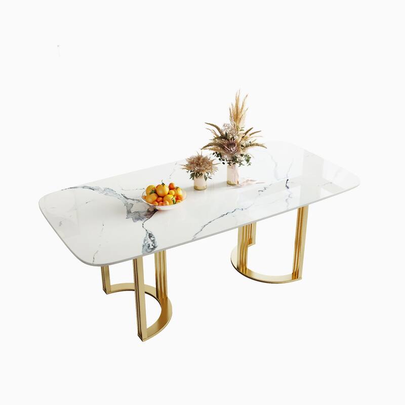 JASIWAY 6-Person Modern Rectangular Dining Table with 6pcs Chairs