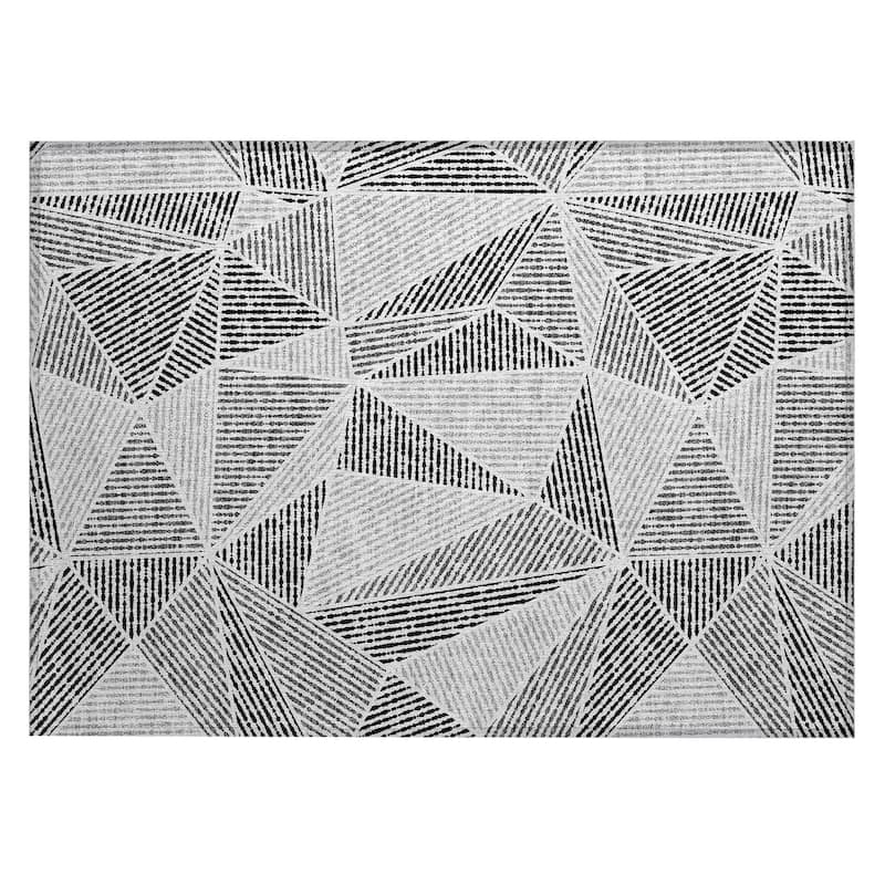 Machine Washable Indoor/ Outdoor Chantille Mosaic Geometric Rug