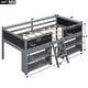 preview thumbnail 3 of 10, Twin Size Low Loft Kids Bed Frame with Movable Shelves, Decorative Chalkboard & Guardrails for Bedroom, Easy Assembly, Grey