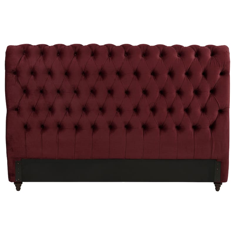 57-Inch Upholstered Eastern King Headboard in Wine Red with Padded Comfort and Elegant Classic Design